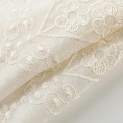 China Breathable Floral Embroidered Chiffon Fabric For Women's Dresses Love White Flower Embroidery High Quality Fabric for sale