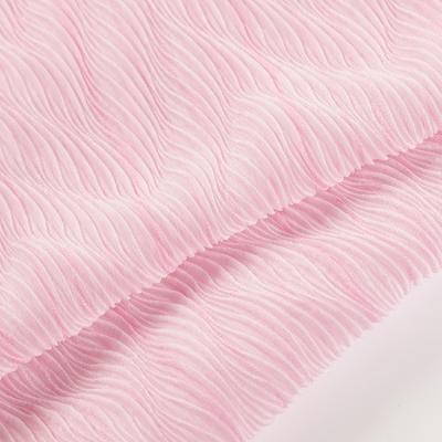 China Wholesale Breathable Pink Custom Tulle Italian Stripe Double Side Woven Crepe Fabric for sale