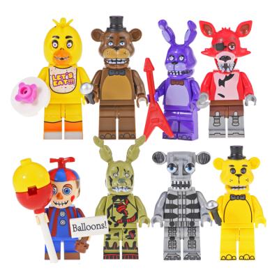 China Toys Five Nights Chica Freddy Bunny Figures Kids Building Blocks Safety Thriller Adventure Game Model Bricks KF6071 for sale