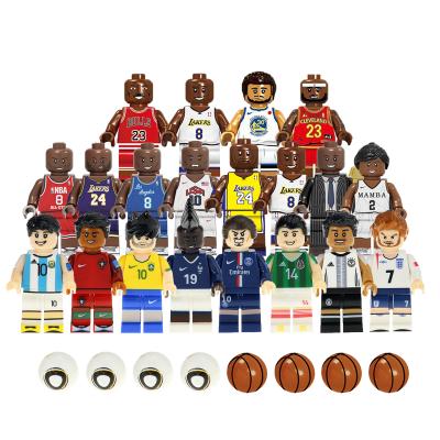 China Professional Safety Football And Baskerball Player Messi Ronaldo Beckham Jaina Kobe Building Blocks Figure Smart Toys KF6032 KF6117 for sale