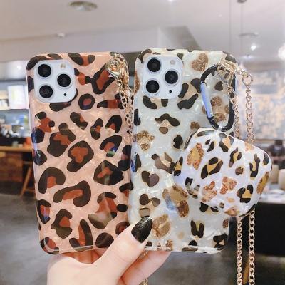 China Protector For Phone Leopard Bling Cross - Body Phone Case Cover For iPhone 11 Pro Max Phone Case With Long Strap Chain for sale