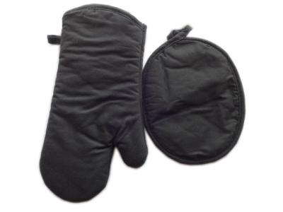 China 2PK Kitchen Oven Mitt and Potholder Set ,Solid Black for sale