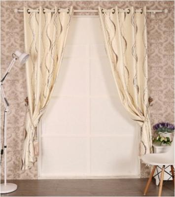 China Embossed Black Out Window Curtain with Flocking for sale