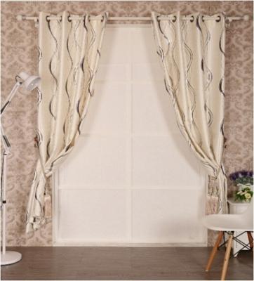 China Embossed Black Out Window Curtain with Flocking for sale