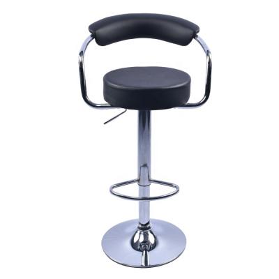 China Simple Design Modern Black High Back Bar Stool PU Footrest Swivel Bar Chair for sale