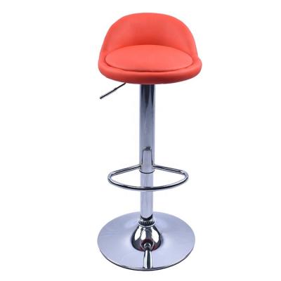 China Short Swivel Modern Leather Material Back Bar Chair Adjustable Bar Stool With Foot Lifter for sale