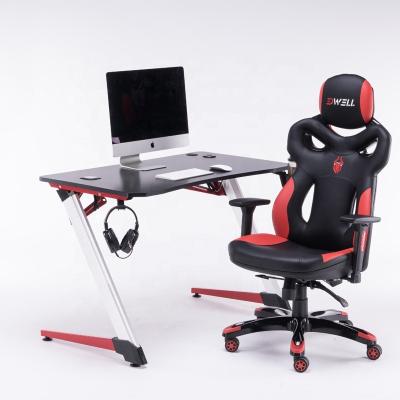 China KD Latest Design Z Shaped Game Table Style Computer Desk With Aluminum Alloy Legs for sale