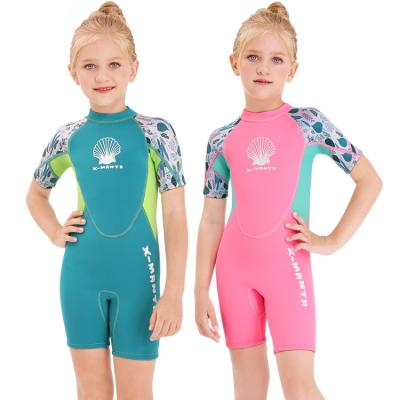 China 2021 New 2.5MM Kids Neoprene Shorts Anti-UV Triathlon Sleeves Children's Girl's Wetsuit Surfing Swimsuit from KeepWarm for sale