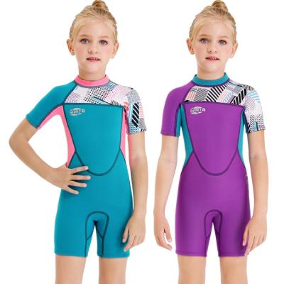 China Factory New Kids Zipper Children Wetsuit Diving Suit Back Swimsuit UV50 Wholesale Unisex Anti-UV Protection 2.5MM Short Sleeve for sale