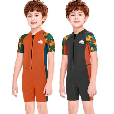 China 2021 New 2.5MM Kids Neoprene Shorts Anti-UV Sleeves Triathlon Boys Kids Wetsuit Surfing Thermal Diving Suit for sale