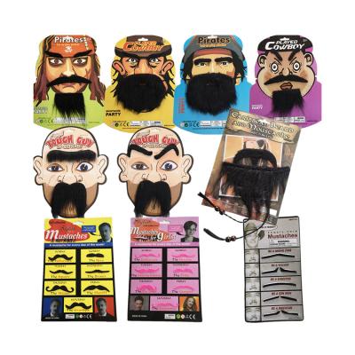 China Funny Plush Fiber Halloween Pirate Beard Dressing Gown Gentleman Beard Eyebrows Mustache Set Simulation Beard Props for sale