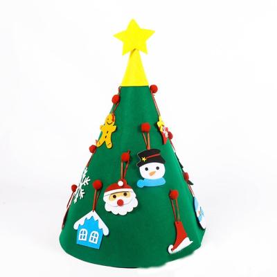 China New Three-Dimensional Handmade Christmas Day Felt Cloth Cone Christmas Tree Decoration DIY Products Dress Children's Puzzle MZSDS08 for sale