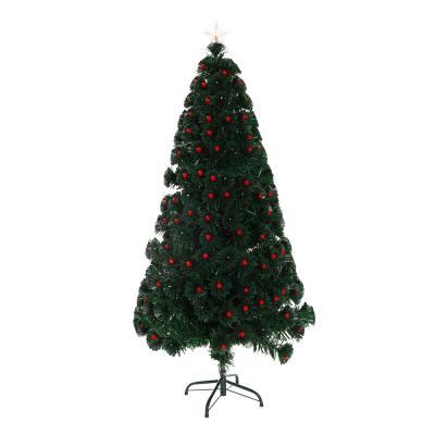 China PVC 120cm 180cm Christmas fiber tree with red fruit light tree Christmas decoration tree. for sale