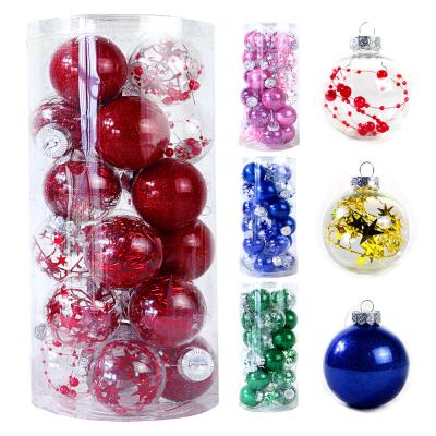 China Christmas Decoration 6cm Plastic Ball Plastic Transparent Color Painted Ball Set Tree Pendant for sale