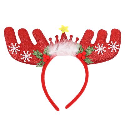 China Non-woven + plastic christmas gift christmas headband angel antler headband christmas decoration adult and children can be customized for sale