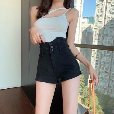 China Others new style woven design water wash season waist trend stretch thin denim three-point women shorts for sale