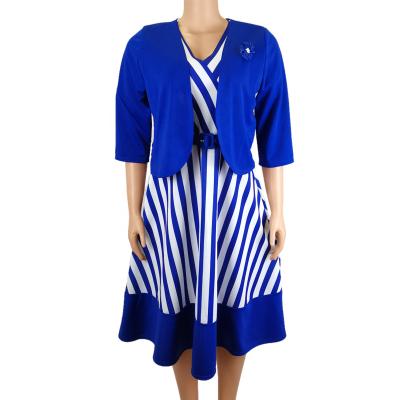 China High quality anti-static fashion print stripe elegant women fall sexy ladies dress for sale