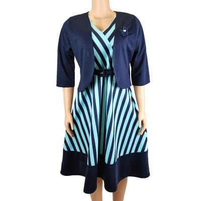 China Anti-Static Fashion Knee-Length Women Stripes Elegant Sexy African Loose Girls Casual Dresses for sale