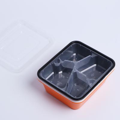 China Square Food Lunch Box Disposable Plastic Business Meal Box For Salad Steak Food for sale