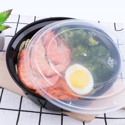 China Microwavable Black Round Outer Dish Box Plastic Disposable Packaging Container Lunch Box for sale