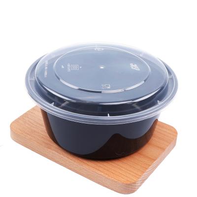 China Microwavable Black Round Outer Dish Box Plastic Disposable Packaging Container Lunch Box for sale