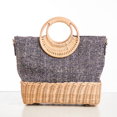 China 2023 PORTABLE Ethnic Style Forest Series Woven Bag Single Shoulder Cross - Body Handbag Rattan Weaving Elegant Women Fashionable Bag for sale