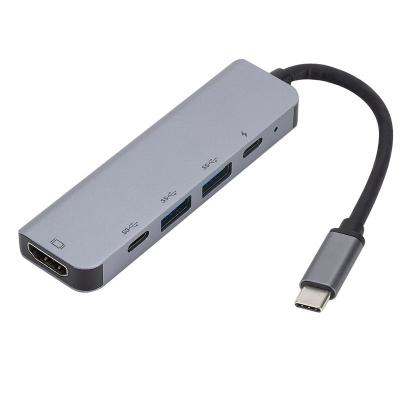 China FOR Laptop Expend Ports Type C Hub 5 Adapter 4K USB C Computer Hub In 1 Ethernet Type C To RJ45 With PD Billing Macbook And Windows Laptops for sale