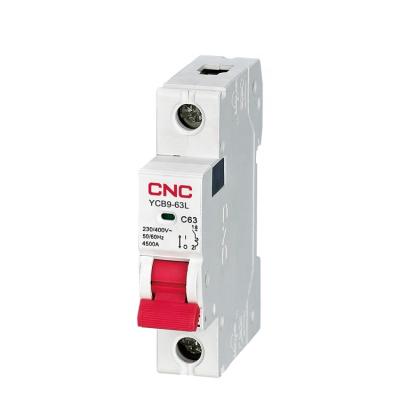 China New Design YCB9-63 6KA CNC Miniature Circuit Breaker 1P 2P 3P 4P 63A MCB With 4500 Cover Device for sale