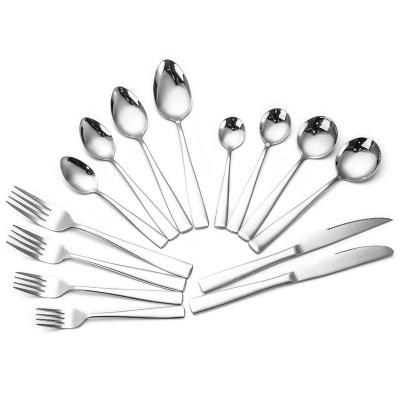 China Sustainable Kitchen Silver Cutlery Set Flatware 410 Stainless Steel Cutlery Flatware Set for sale