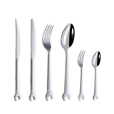 China Factory Key Spoon Fork And Knife Set Gold Plated Flatware Set Design Viable Wholesale for sale