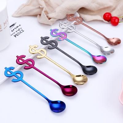 China 18/10 Stainless Steel Dollar Cup Spoon Sustainable Creative Teaspoon Stirring Spoon for sale