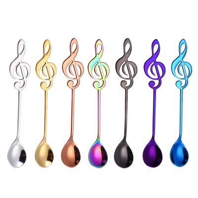 China Gold Viable Colorful Teaspoons Stainless Steel Spoon Tea Spoon Spoon 304 Stainliss Musical Note Steel Tea Spoon for sale