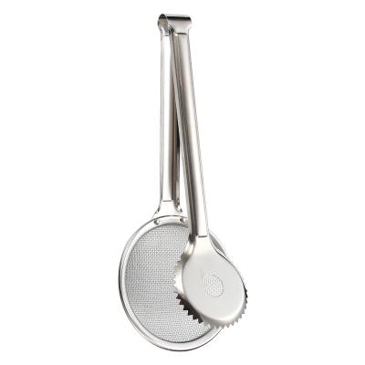 China Kitchen Instrument Strainer Fried Filter Spoon Clip Stainless Steel Stocked 18/10 Filter Oil-Frying Fried Food Clip Kitchen Tongs for sale