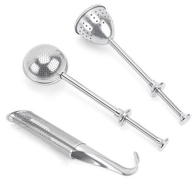 China 304 Stainless Steel Viable Push Type Food Grade Tea Strainer Tube Telescopic Tea Ball Infuser for sale