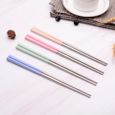 China 23cm Viable Wheat Straw Finger 18/10 Wedding Favor Sushi Color Handle Wholesale Chopstick for sale