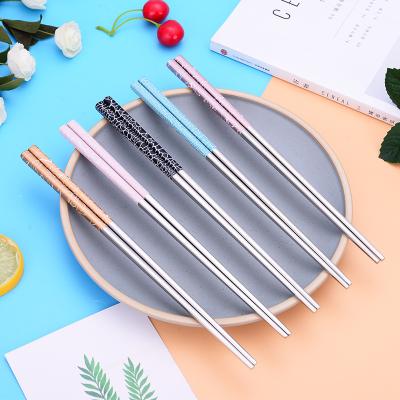 China Viable Korean Color SS304 Handle Chopsticks For Hotel Metal Chopstick Stainless Steel for sale