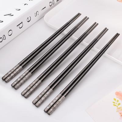 China 18/10 Stainless Steel Metal SUS304 Best Selling Durable High Quality Black With Logos Chinese Chopsticks for sale