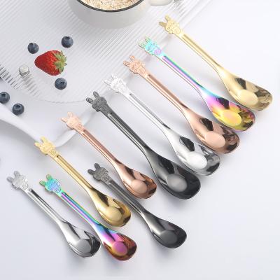 China Viable Spoon Children's Baby Cartoon Rabbit Spoon Thickened Baby Child Colorful Spoon for sale