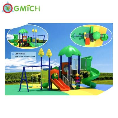 China Plastic and Galvanized LLDPE Steel Pipe Patio Swing with Plastic Slide Outdoor Garden Kids Swing Playground Set for Backyard JMQ-G085A for sale