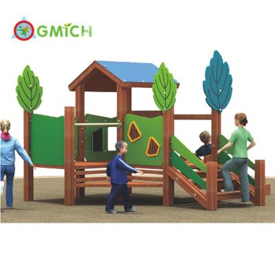 China Home Outdoor Wooden Board And PE Playground Kids Slides Wooden Outdoor Playground Wood for sale