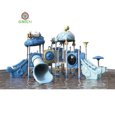 China LLDPE Plastic Blue Ocean Water Playground Equipment Slide Playground Water Park Games For Kids JMQ-1826A for sale