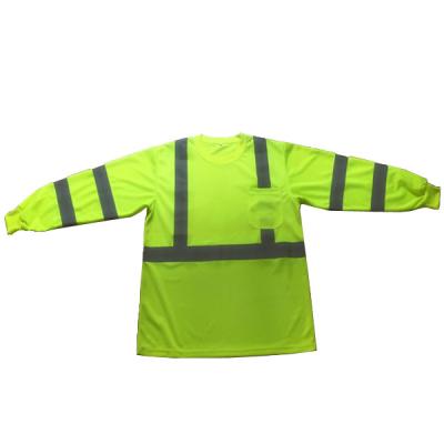 China Safety Breathable Yellow Reflective T-Shirt With Long Sleeves for sale