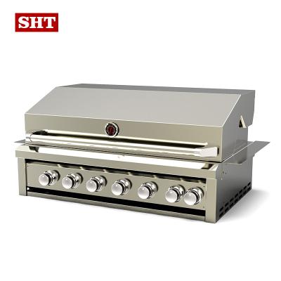 China New Design Adjustable Height 304 Stainless Steel 6+1 Burner Built In Gas Grill For Backyard Cooking for sale