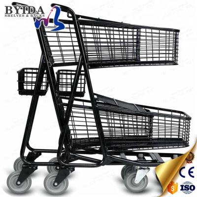 China Durable 4 Wheel Metal Supermarket Shopping Trolley for sale