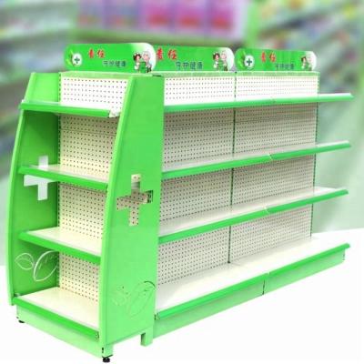 China Double Side Perforated Double Sided Pharmacy Shelf for sale