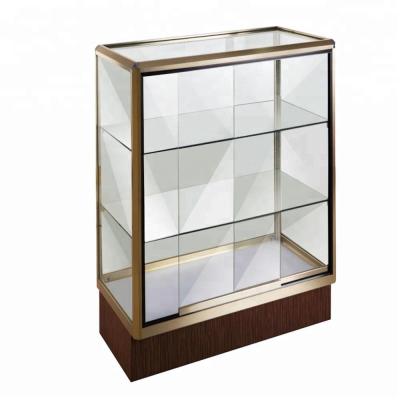 China Double door double sided glass-metal storage cabinet for sale