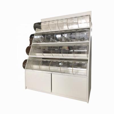 China Easy Assembly Nuts Display Rack With Acrylic Bins for sale