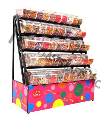 China Easy Assembly Supermarket Equipment Candy Display Rack With Acrylic Bins for sale