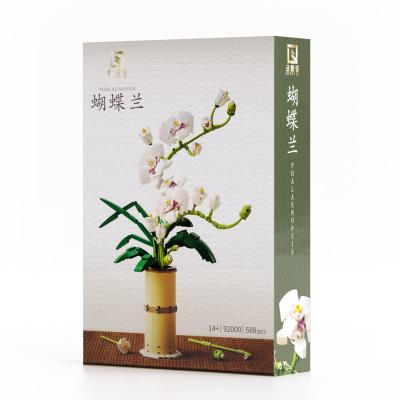 China Plastic Model Building Bricks Toy White Orchid Flowers Building DIY Creative ABS Toy Qizhele Moc Artificial Building Blocks Set for sale