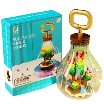 China New Building Toy 2023 Mini Potted Light Bulb Plant Series 12 Different Types Building Block Set With Flower Bouquet DIY Home Light Decorums for sale